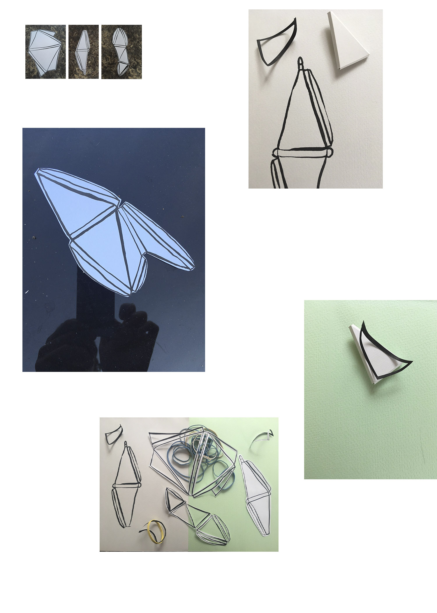 Migrare images of experimentation with geometric nets for a triangle